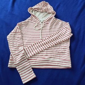 Forever 21 Striped Athletic Crop Top Hoodie